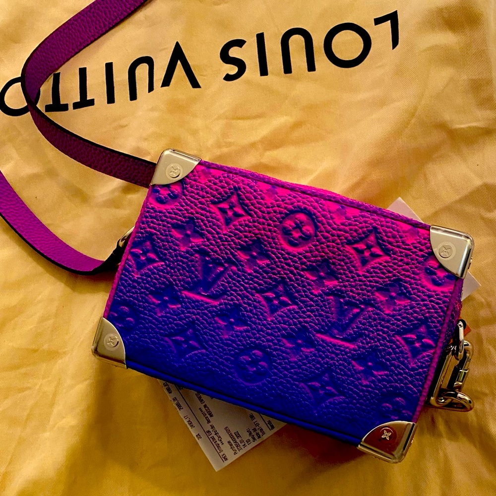 Mini S Trunk Rau Mng BL R Rose Bull Calfskins Leather Cross Body Bag